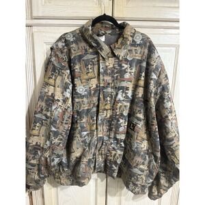 VTG LAPCO Y2K Camo Jacket Men's Oilfield Pattern Fleece Workwear Outdoors Sz 3xl